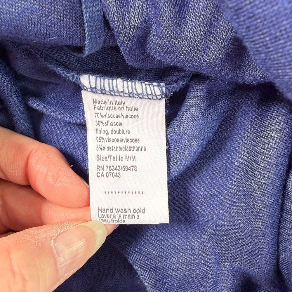 Rosemarine Italian Made Silk Blend Maxi Dress M Navy Boho Coastal Quiet Luxury - Picture 8 of 9